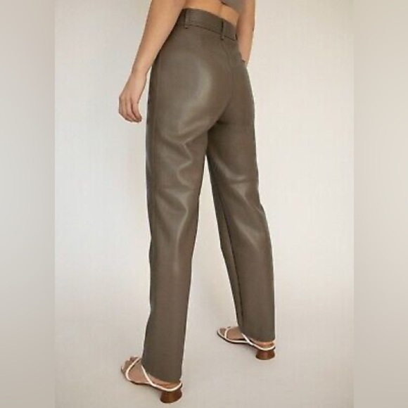 Aritzia Wilfred Funk Pant High-waisted vegan leather pants Size 00 Shitaki - Picture 2 of 14